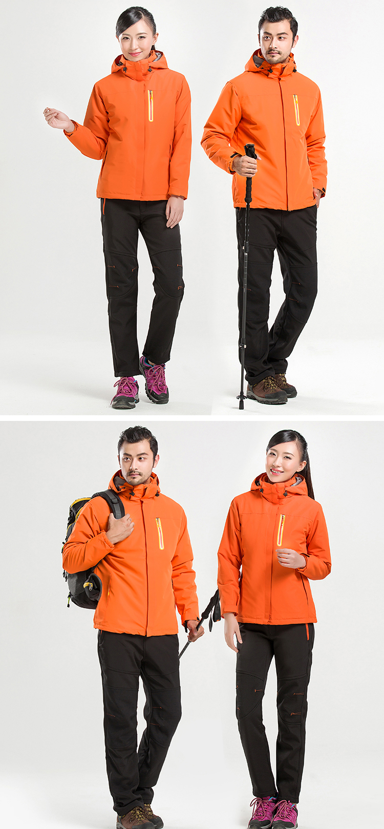 纯色冲锋衣：团体定制 男款、女款可以定制 款式编号：HYTZ108
