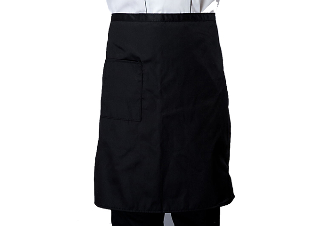 HBJS 黑色半截厨师围裙（可定制公司LOGO印刷或刺绣）