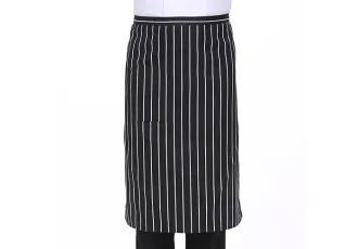 条纹半截款厨师围裙（可定制公司LOGO印刷或刺绣）款号：HBJS 条纹半截款