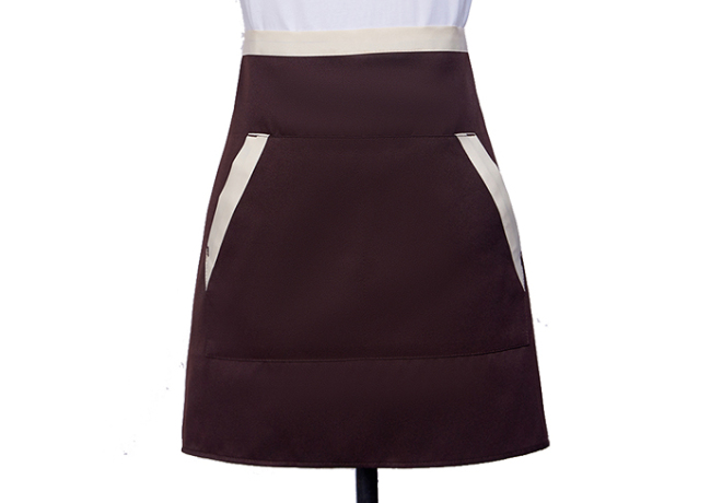 插袋半截式服务员围裙（可定制公司LOGO印刷或刺绣）款号：HBJS 插袋半截式围裙